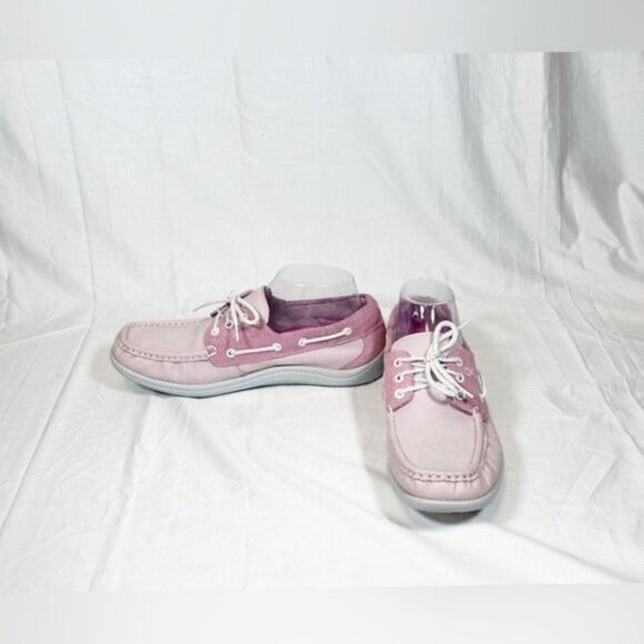 SAS Pink Leather Glitter Breast Cancer Awareness Boat Deck Shoes~9.5~ - Picture 3 of 8